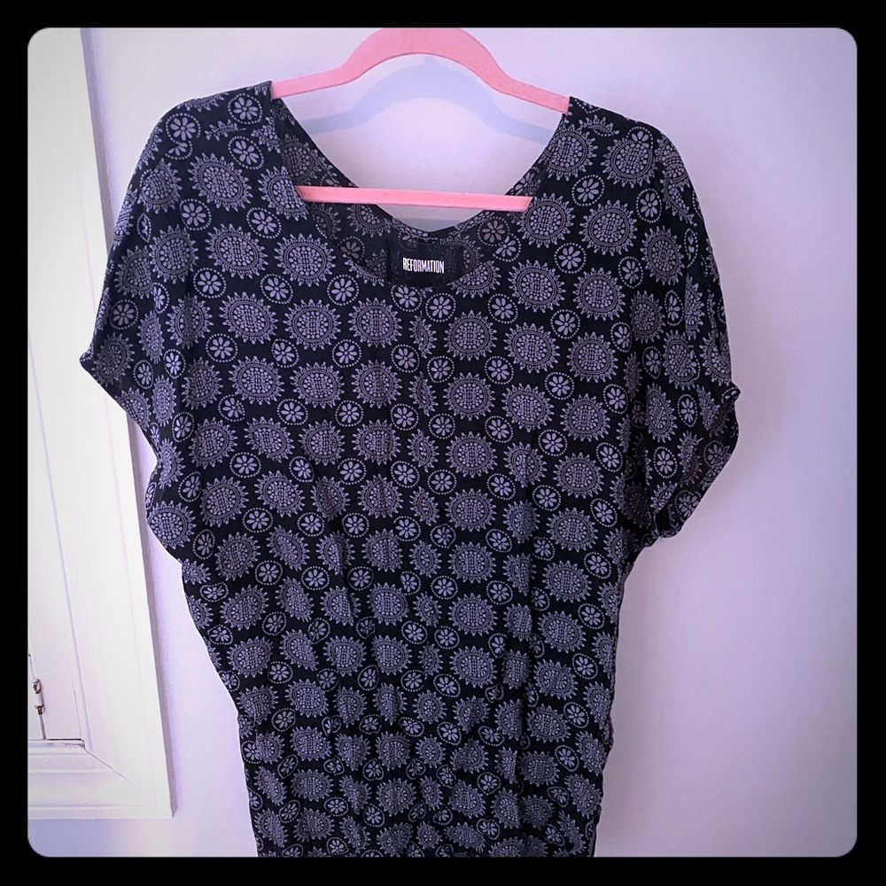 Reformation Navy blue tunic with grey detailing